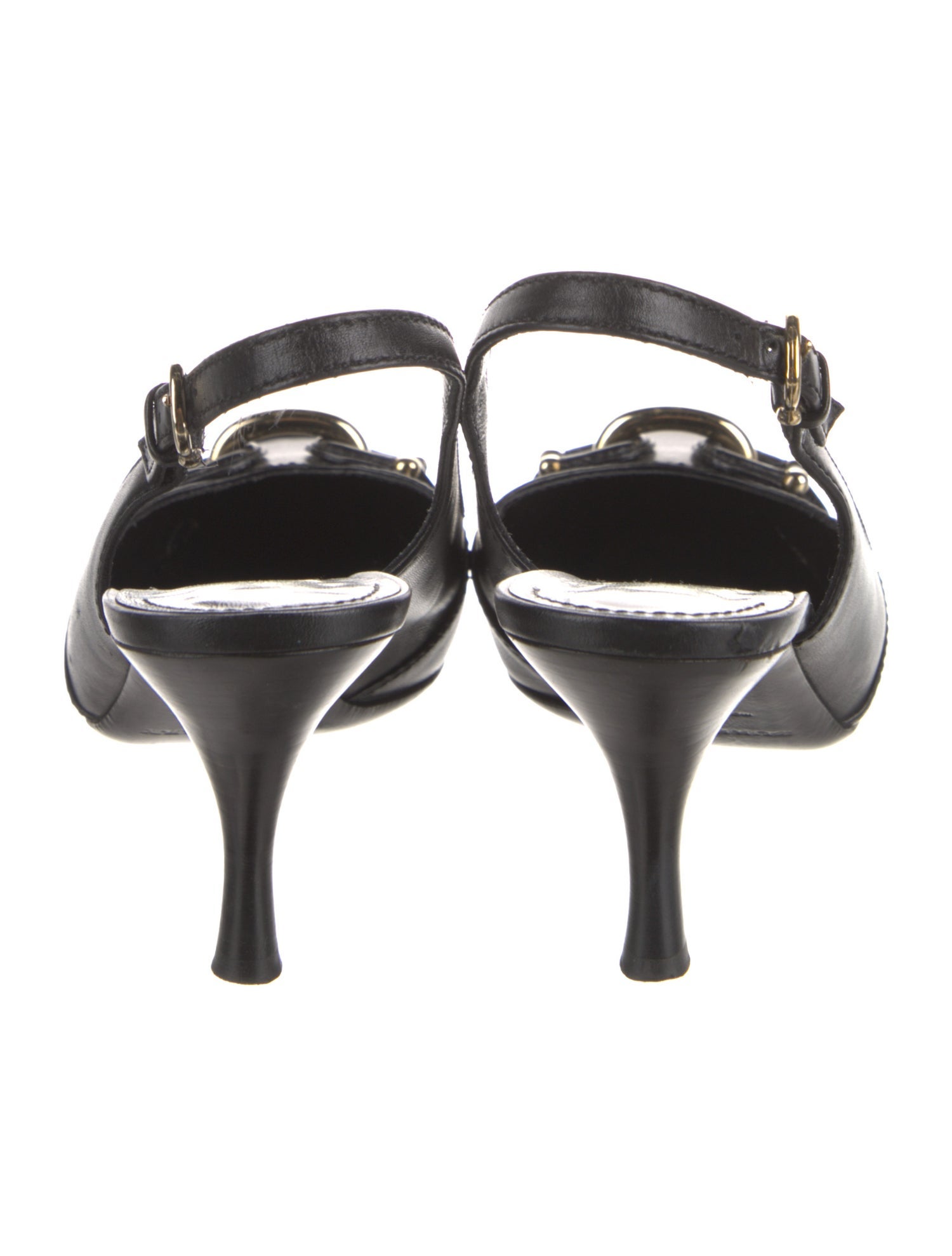 Burberry Nova Check Pattern Leather Slingback Pumps